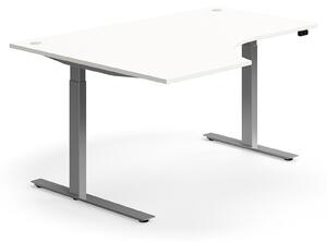 AJ Produkty Výškově nastavitelný stůl FLEXUS, rohový, 1600x1200 mm, stříbrná podnož, bílá