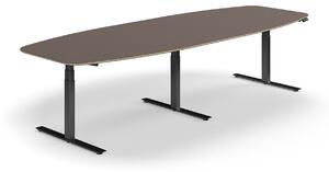 AJ Produkty Jednací stůl AUDREY, výškově nastavitelný, 3200x1200 mm, černá podnož, šedohnědá deska