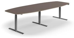AJ Produkty Jednací stůl AUDREY, výškově nastavitelný, 3200x1200 mm, stříbrná podnož, šedohnědá deska