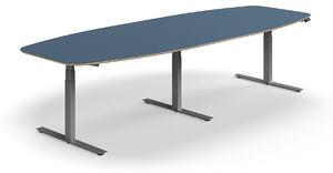 AJ Produkty Jednací stůl AUDREY, výškově nastavitelný, 3200x1200 mm, stříbrná podnož, šedomodrá deska