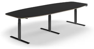 AJ Produkty Jednací stůl AUDREY, výškově nastavitelný, 3200x1200 mm, černá podnož, tmavě šedá deska