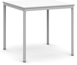 Stůl jídelní, 800 x 800 mm deska bílá, podnož sv. šedá