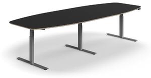 AJ Produkty Jednací stůl AUDREY, výškově nastavitelný, 3200x1200 mm, stříbrná podnož, tmavě šedá deska