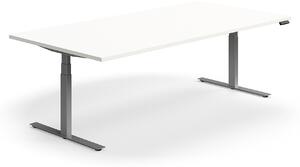 AJ Produkty Jednací stůl QBUS, výškově nastavitelný, obdélníkový, 2400x1200 mm, stříbrná podnož, bílá