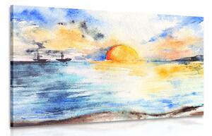 Obraz zářivý západ slunce u moře