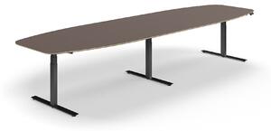 AJ Produkty Jednací stůl AUDREY, výškově nastavitelný, 4000x1200 mm, černá podnož, šedohnědá deska