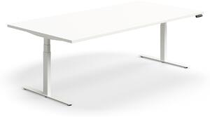 AJ Produkty Jednací stůl QBUS, výškově nastavitelný, obdélníkový, 2400x1200 mm, bílá podnož, bílá