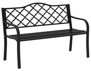 Outsunny Zahradní Lavice pro Dvě Osoby - Kovová Lavice do 240 kg, Lavice s Opěrkou a Rukama, Zahradní Nábytek z Litiny Černá 128 x 58,5 x 89 cm | Aoso