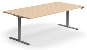 AJ Produkty Jednací stůl QBUS, výškově nastavitelný, obdélníkový, 2400x1200 mm, stříbrná podnož, dub