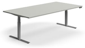 AJ Produkty Jednací stůl QBUS, výškově nastavitelný, obdélníkový, 2400x1200 mm, stříbrná podnož, světle šedá