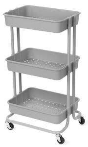 Koupelnový vozík s kolečky Compactor Grena, 3 police, 43 x 34,8 x 75 cm, šedý