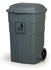 Plastový odpadkový koš na kolečkách, 120 l, šedý