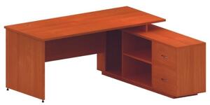Kancelářský stůl se skříňkou MIRELLI A+ 1600 x 1600 mm, třešeň