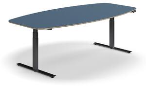 AJ Produkty Jednací stůl AUDREY, výškově nastavitelný, 2400x1200 mm, černá podnož, šedomodrá deska