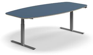 AJ Produkty Jednací stůl AUDREY, výškově nastavitelný, 2400x1200 mm, stříbrná podnož, šedomodrá deska