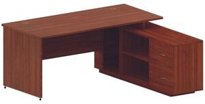 Kancelářský stůl se skříňkou MIRELLI A+ 1600 x 1600 mm, ořech