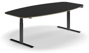 AJ Produkty Jednací stůl AUDREY, výškově nastavitelný, 2400x1200 mm, černá podnož, tmavě šedá deska