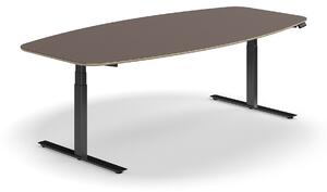 AJ Produkty Jednací stůl AUDREY, výškově nastavitelný, 2400x1200 mm, černá podnož, šedohnědá deska