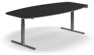 AJ Produkty Jednací stůl AUDREY, výškově nastavitelný, 2400x1200 mm, stříbrná podnož, tmavě šedá deska