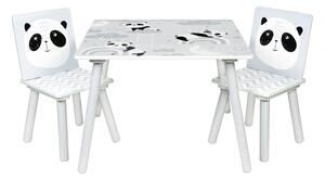 BABY NELLYS Dětský nábytek - 3 ks, stůl s židličkami Panda - šedá