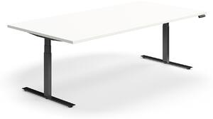 AJ Produkty Jednací stůl QBUS, výškově nastavitelný, obdélníkový, 2400x1200 mm, černá podnož, bílá