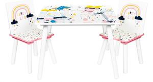 Dětský nábytek - 3 ks, stůl s židličkami Duha - bílá, Baby Nellys
