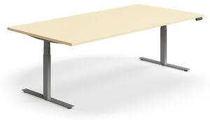 AJ Produkty Jednací stůl QBUS, výškově nastavitelný, obdélníkový, 2400x1200 mm, stříbrná podnož, bříza