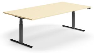 AJ Produkty Jednací stůl QBUS, výškově nastavitelný, obdélníkový, 2400x1200 mm, černá podnož, bříza