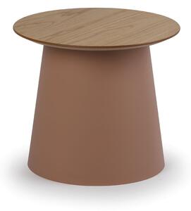 Plastový kávový stolek SETA s dřevěnou deskou, průměr 490 mm, cihlový
