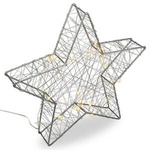 Nexos 67073 Vánoční kovová hvězda s 3D efektem - stříbrná, 25 LED diod