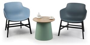 Plastový kávový stolek SETA s dřevěnou deskou, průměr 490 mm, zelený