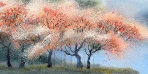 Obraz akvarelové kvetoucí stromy