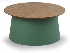 Plastový kávový stolek SETA s dřevěnou deskou, průměr 690 mm, zelený