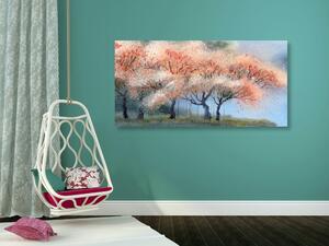 Obraz akvarelové kvetoucí stromy