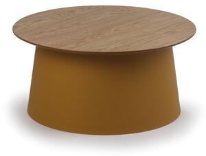 Plastový kávový stolek SETA s dřevěnou deskou, průměr 690 mm, okrový