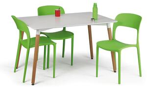 Sestava - Jídelní stůl 120x80 + 4x plastová židle REFRESCO zelená