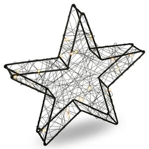 Nexos 64658 Vánoční kovová hvězda s 3D efektem - černá, 25 LED diod