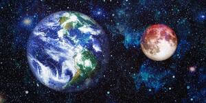 Obraz planeta Země a červený Měsíc
