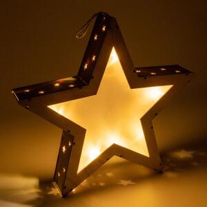 Nexos 65859 Vánoční dřevěná hvězda s 3D efektem, 10 LED