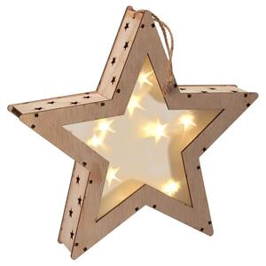Nexos 65861 Vánoční dřevěná hvězda s 3D efektem, 8 LED