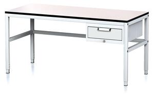 Alfa 3 Nastavitelný dílenský stůl MECHANIC II, 1 zásuvkový box na nářadí, 1600x700x745-985 mm, šedá/šedá