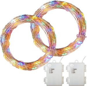 VOLTRONIC 2x 50 LED světelný řetěz, drát, barevné, baterie