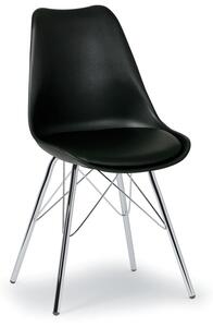 Plastová konferenční / jídelní židle s koženým sedákem CHRISTINE, černá