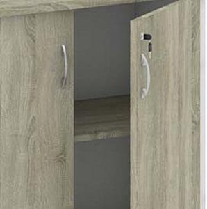 Skříň policová 2-dveřová, bílá/dub sonoma, 800 x 400 x 1800 mm
