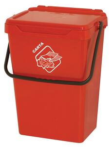 Plastový odpadkový koš pro třídění odpadu, červený, 35 l