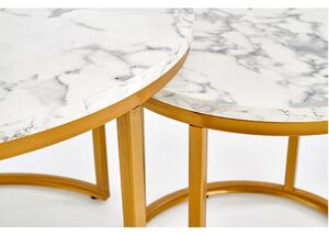 Konferenční stolek POULO bílý mramor/zlatá, sada 2 ks