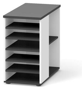 Přístavná policová skříňka k pracovnímu stolu PRIMO, bílá / grafitová, pravá