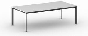 Kancelářský stůl PRIMO INVITATION, černá podnož, 2400 x 1200 mm, bílá