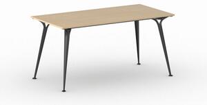 Kancelářský stůl PRIMO ALFA, černá podnož, 1600 x 800 mm, buk