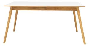 Bílý rozkládací jídelní stůl v dubovém dekoru Tenzo Dot, 205 x 90 cm